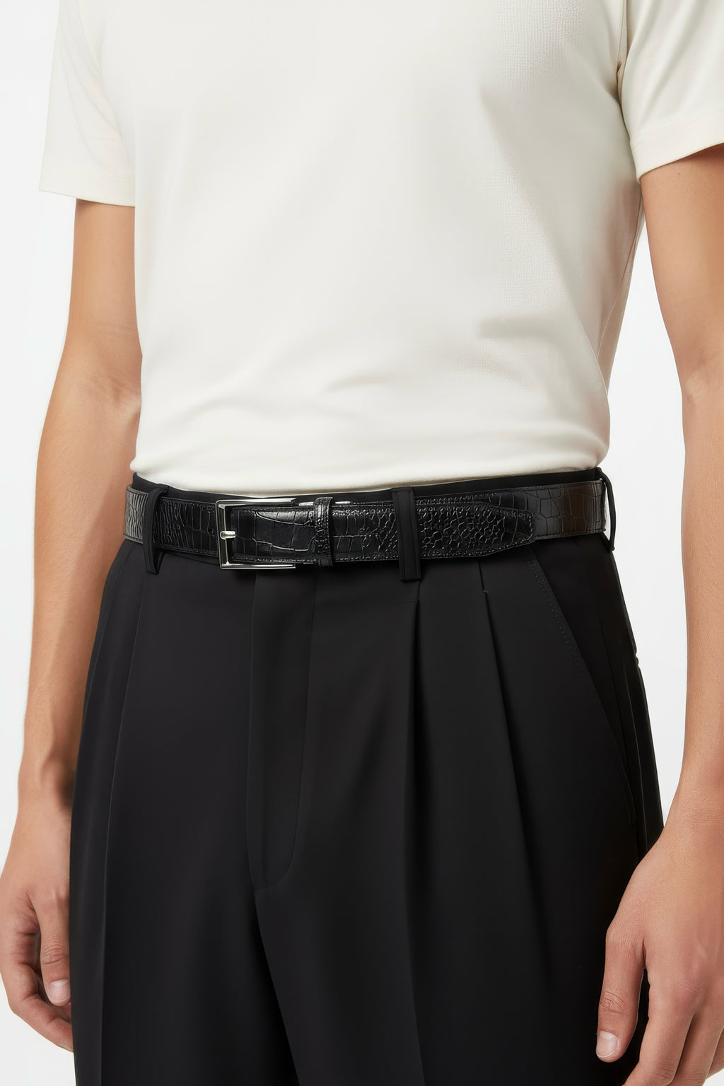 Silver Croc Reversible (2 in 1) Belt