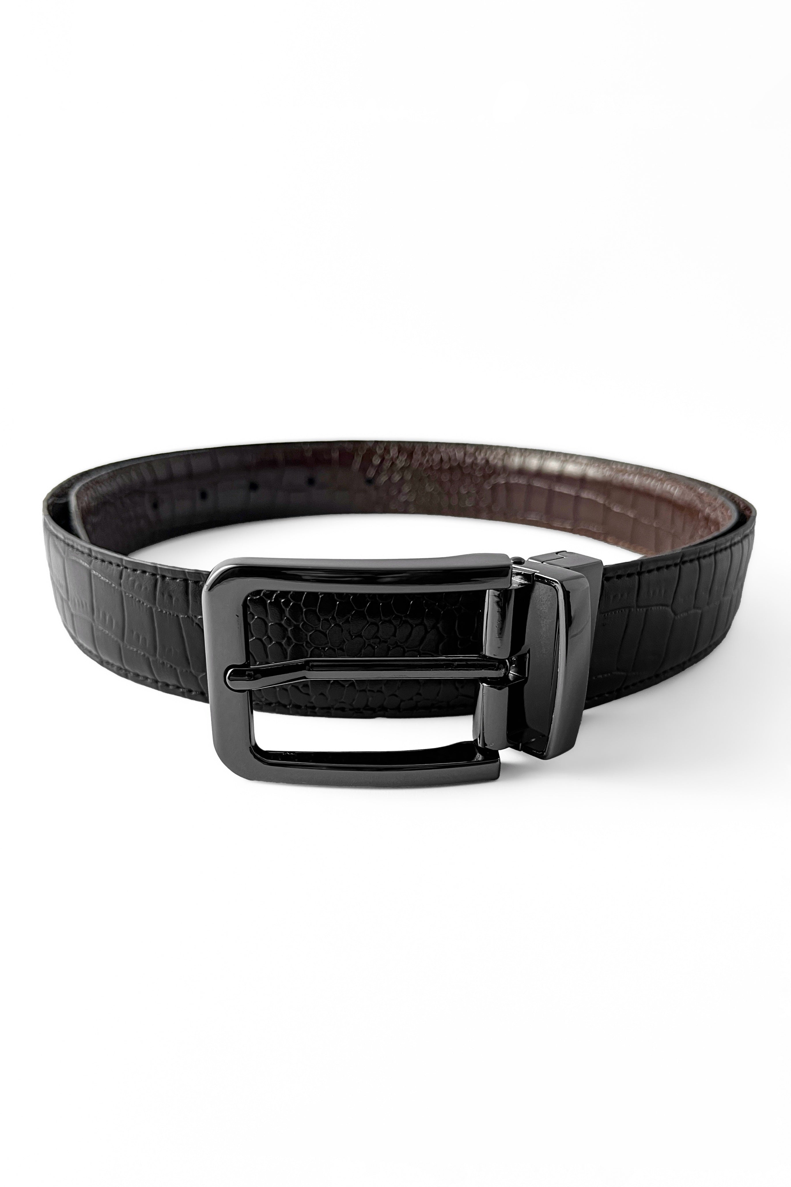 Black Croc Reversible (2 in 1) Belt