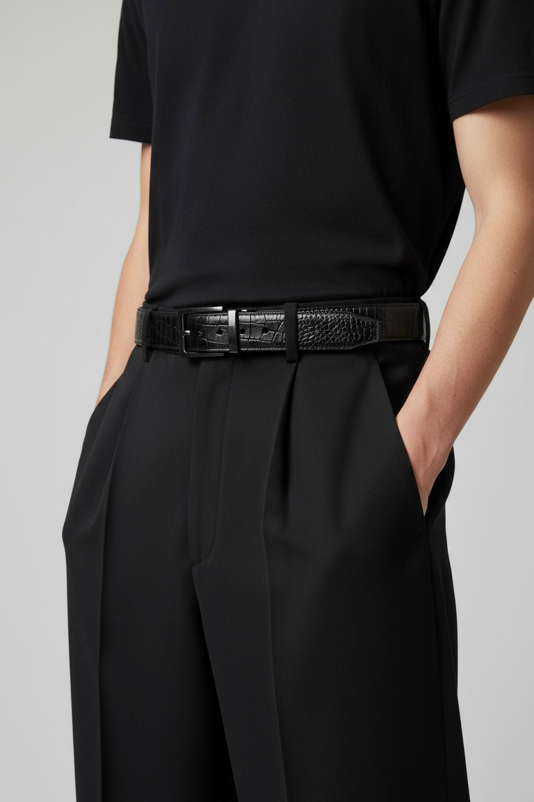 Black Croc Reversible (2 in 1) Belt
