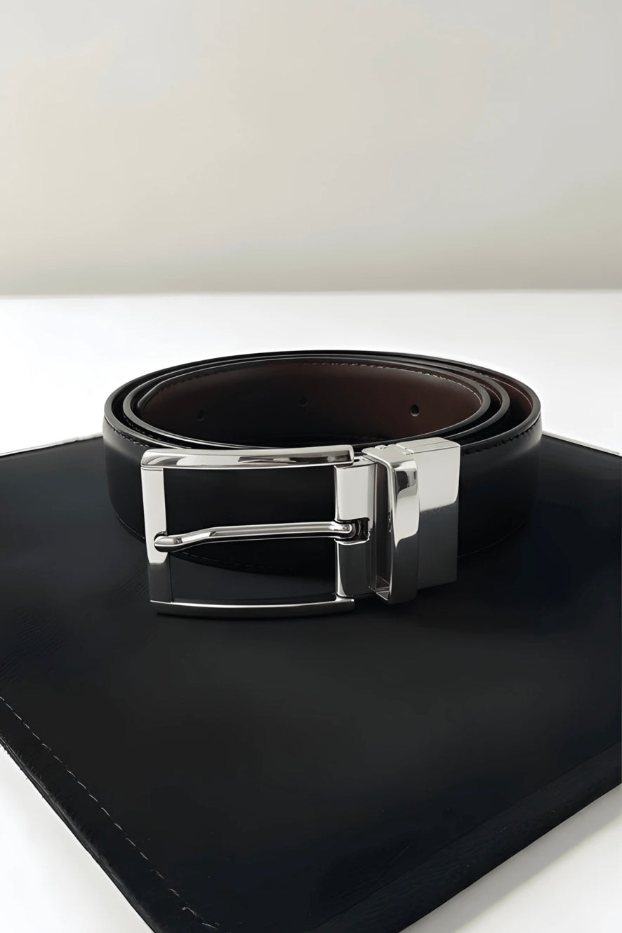 Silver Plain (Reversible 2 in 1 Belt)