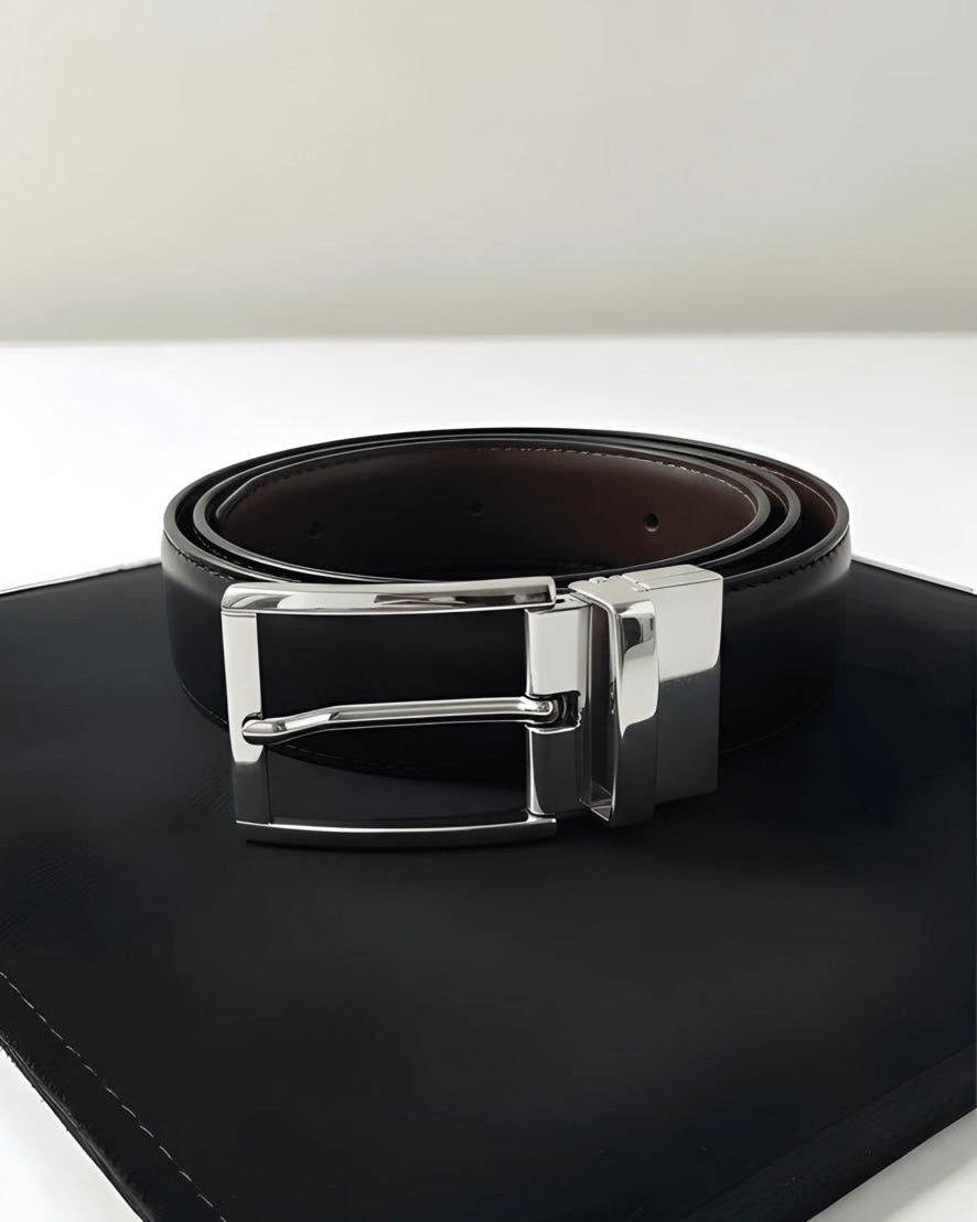 Silver Plain (Reversible 2 in 1 Belt)