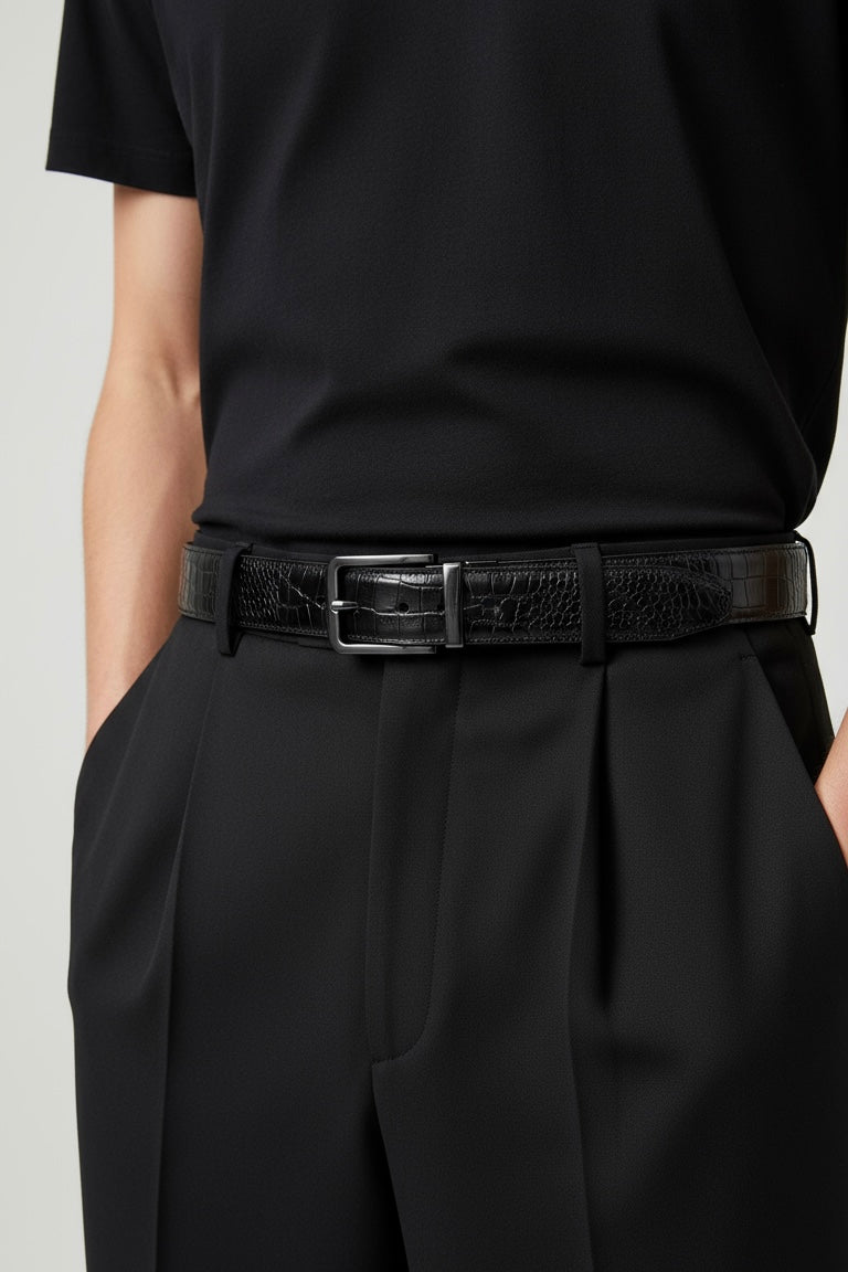 Black Croc Reversible (2 in 1) Belt The Bukl