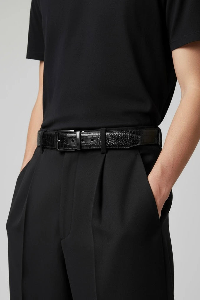 Black Croc Reversible (2 in 1) Belt The Bukl